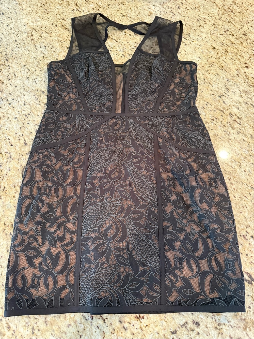 Black Lace Overlay Sheath Dress
